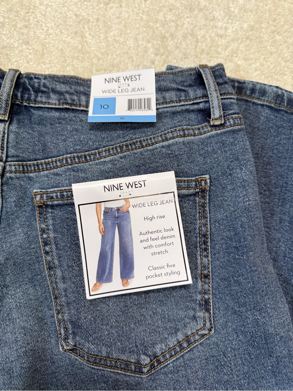 Nine West Wide Leg High Rise Denim Jeans Medium Wash Size 30 10 - Picture 5 of 8